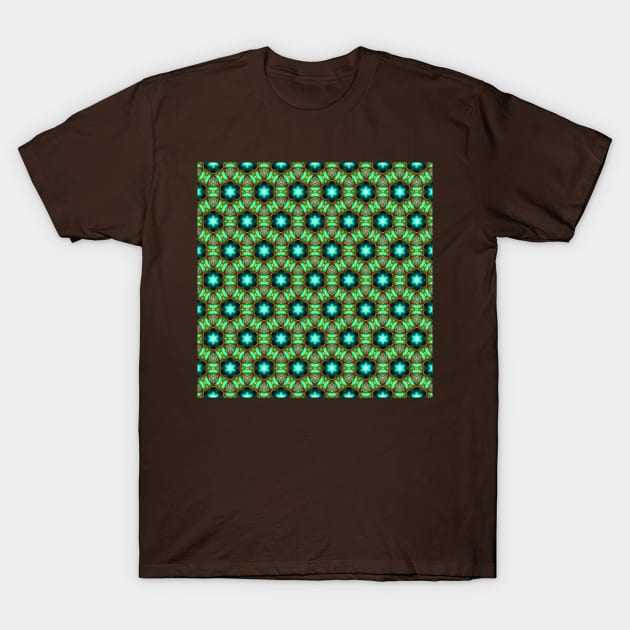 Green floral honeycomb tile pattern T-Shirt by redwitchart